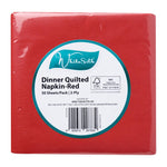 Pack of Whitesilk red quilted napkins with 50 sheets, 2 ply thickness.