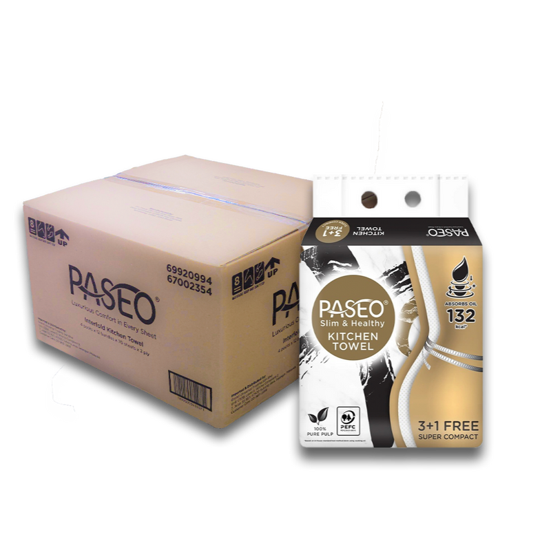 Paseo kitchen towel packaging with a carton box.