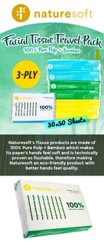 Naturesoft Travel Pack Tissue – 3-ply bamboo & pure pulp soft tissue pack