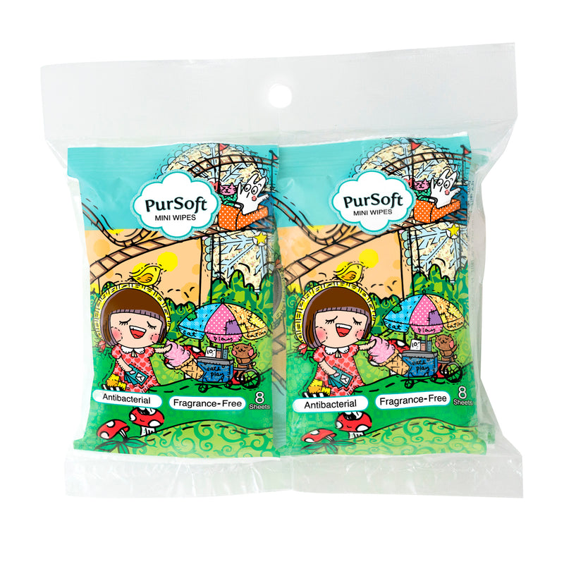 Pursoft Chocolate Rain Antibacterial Mini Wet Wipes
