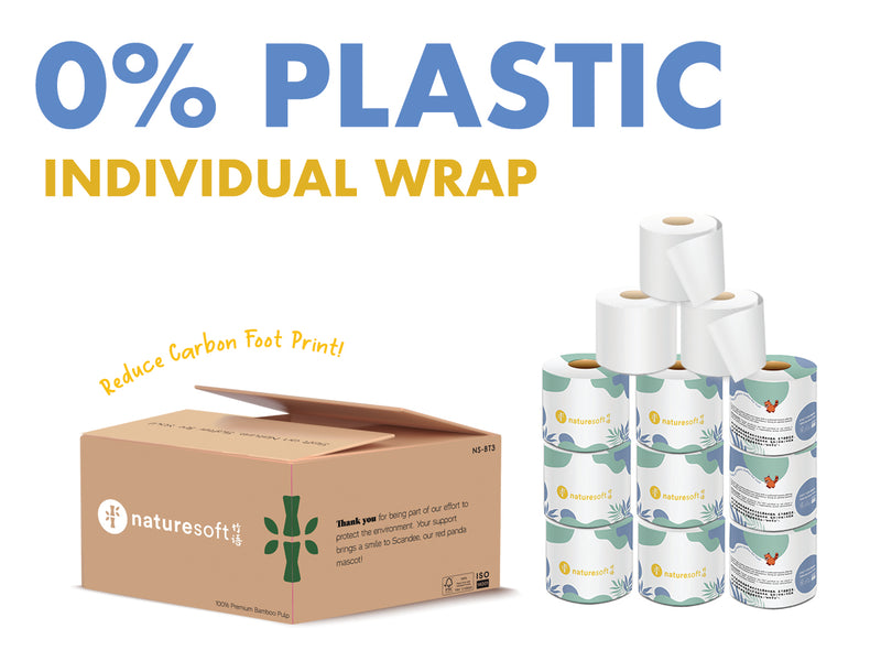 Naturesoft Bamboo Toilet Paper: plastic-free, individually wrapped, eco-friendly, and made from sustainable bamboo for a soft, natural clean.