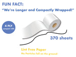 Naturesoft toilet paper specific feature: longer sheets, lint free paper