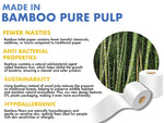 Toilet paper made from bamboo pure pulp is fewer nasties, eco-friendly, biodegradable, and contain anti bacterial properties, sustainability, and hypoallergenic.