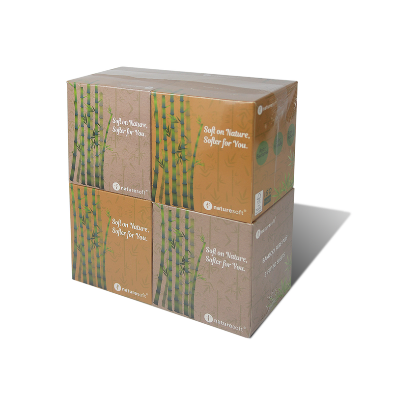 Bamboo pulp facial tissue in cube box